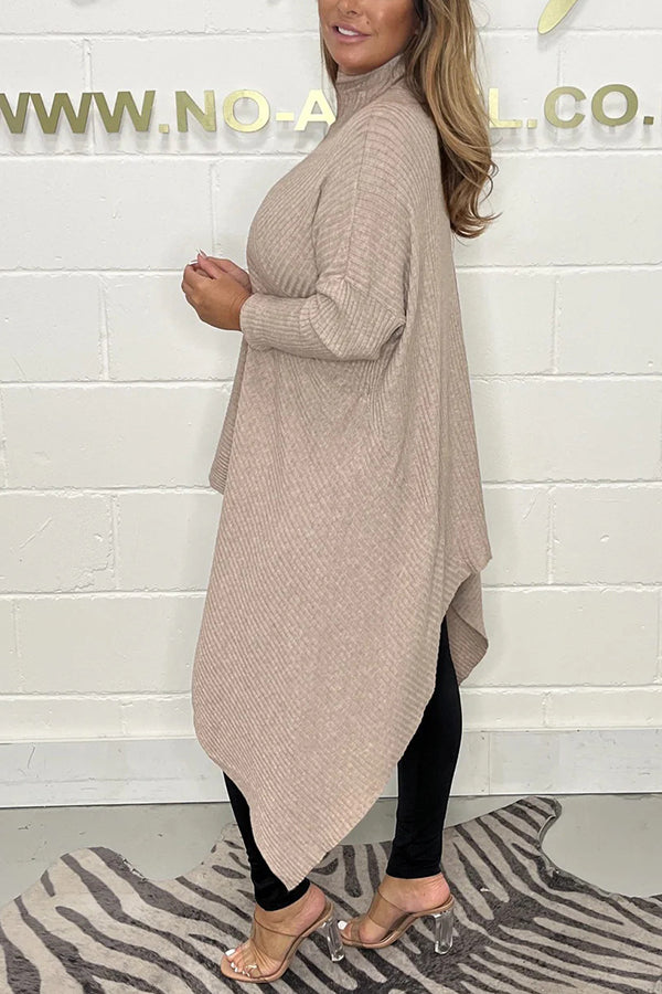 Color Turtleneck Long Sleeve Loose Knitted Sweater