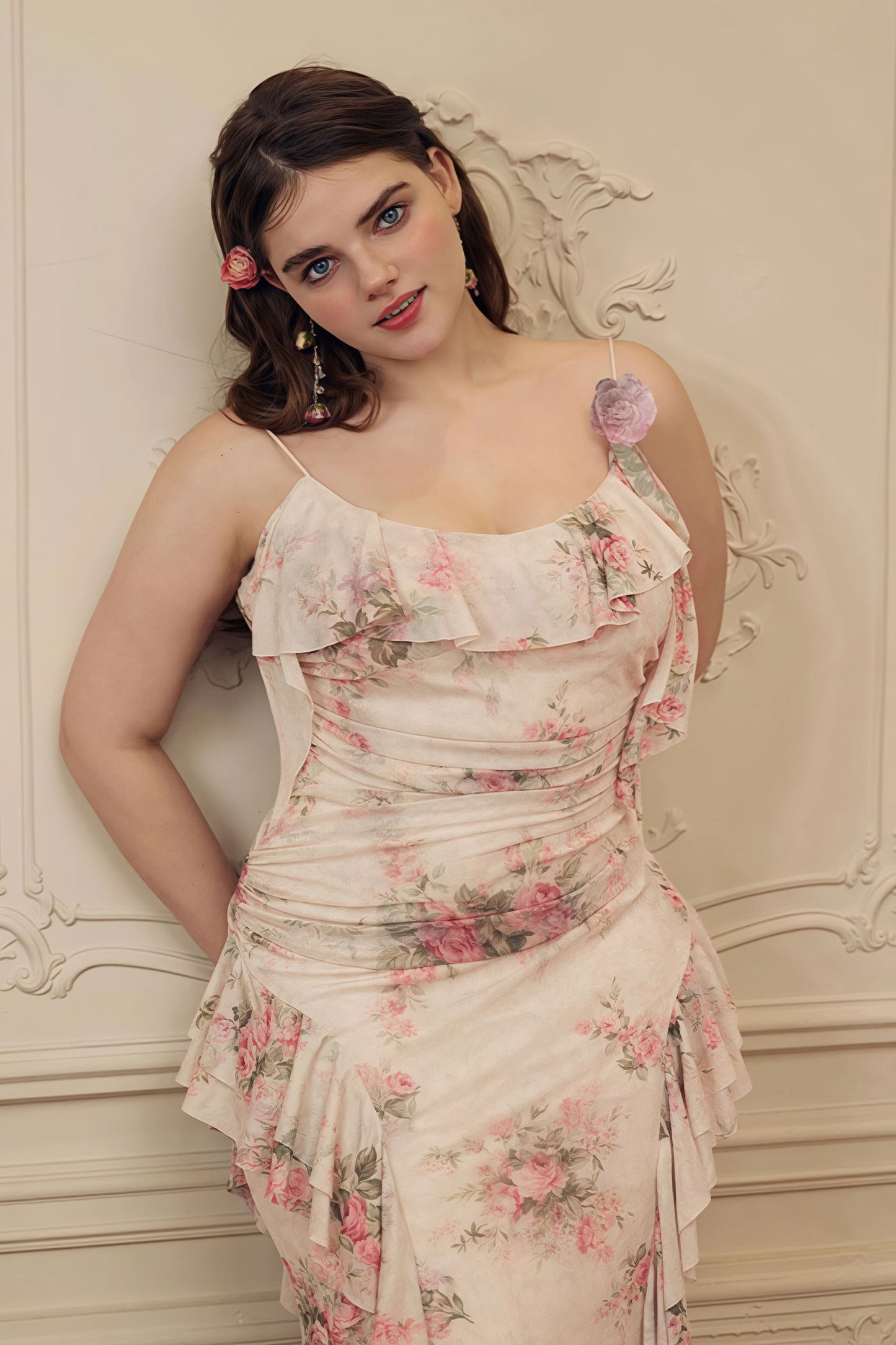 Ruffled Asymmetrical Cami Maxi Dress