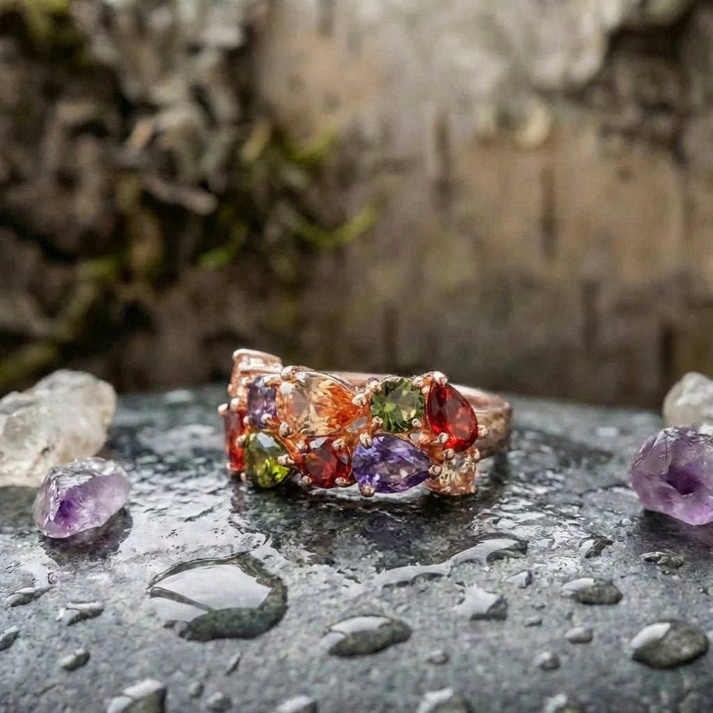 Elegant Colorful Zirconia Ring