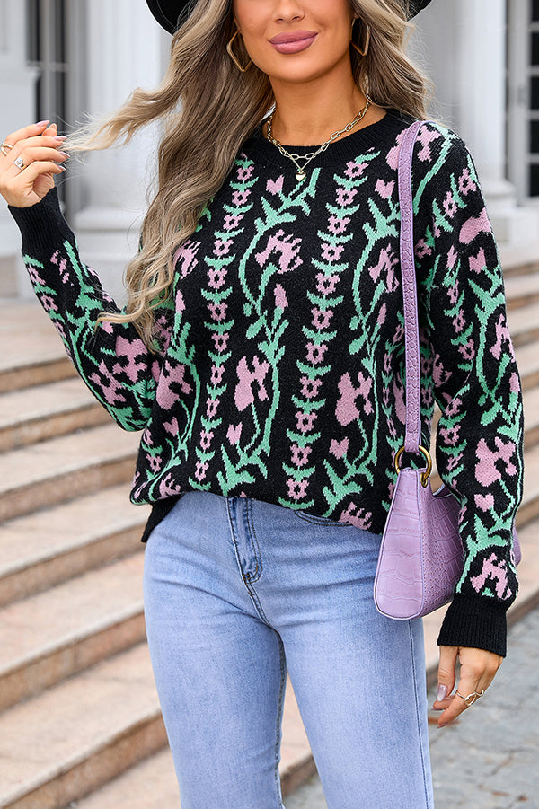 Fashionable Knitted Crew Neck Sweater