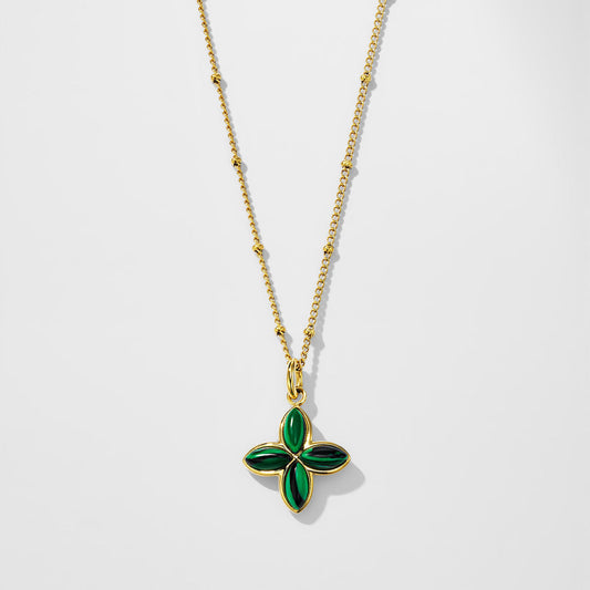 Elegant Green Cross Necklace