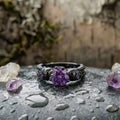 Vintage Black Round Purple Gemstone & Intricate Design Ring