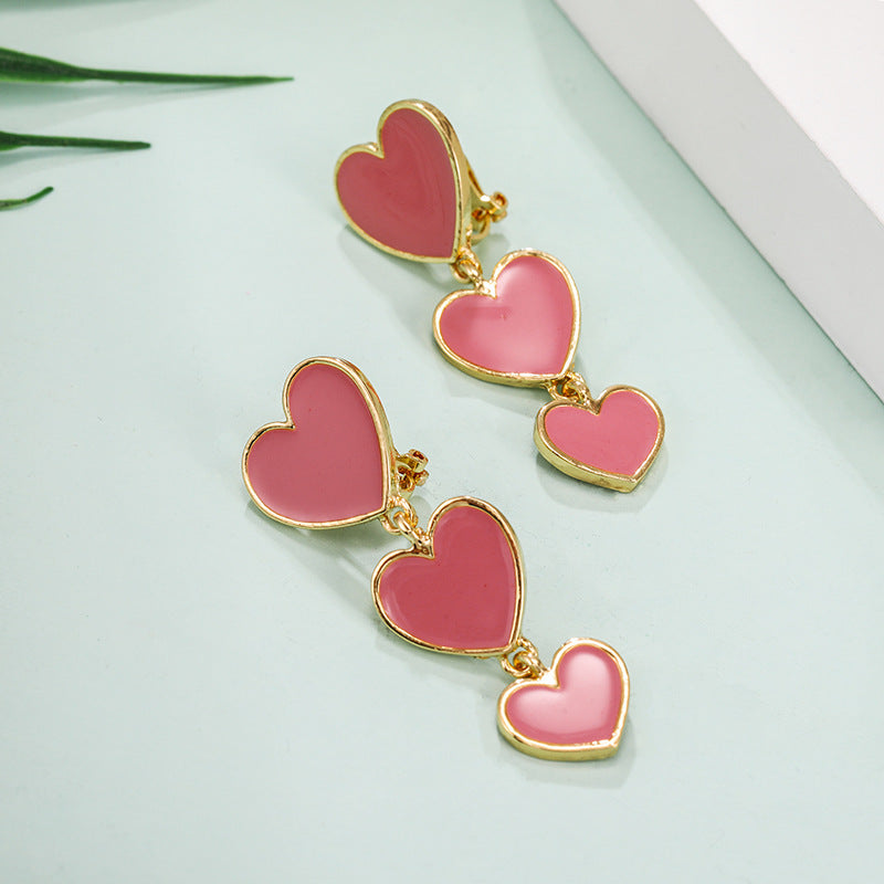 Romantic Pink Heart Earrings