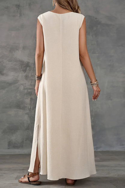 Sleeveless V-neck Side Slit Maxi Dress