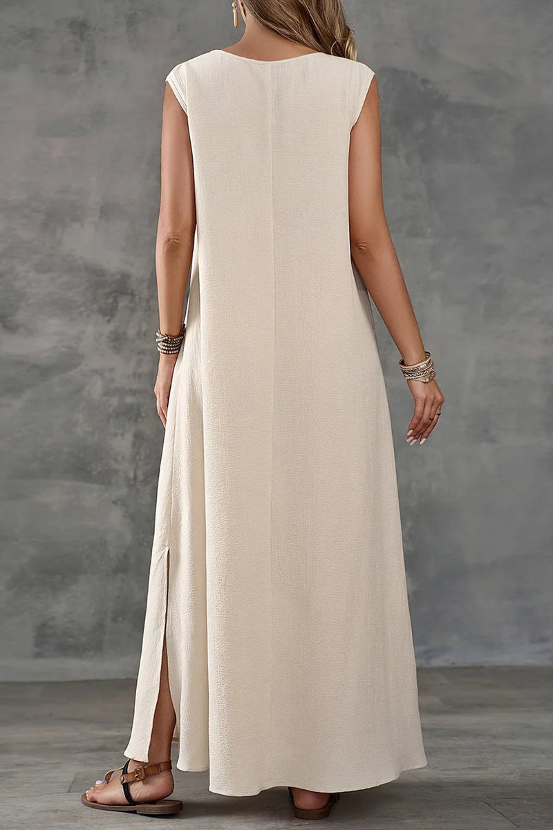 Sleeveless V-neck Side Slit Maxi Dress