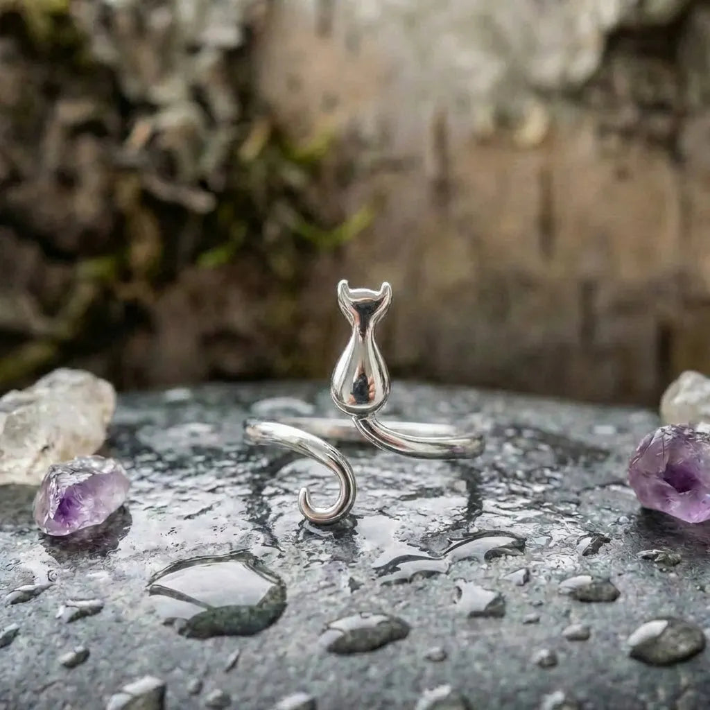 Sterling Silver Adjustable Kitten Ring