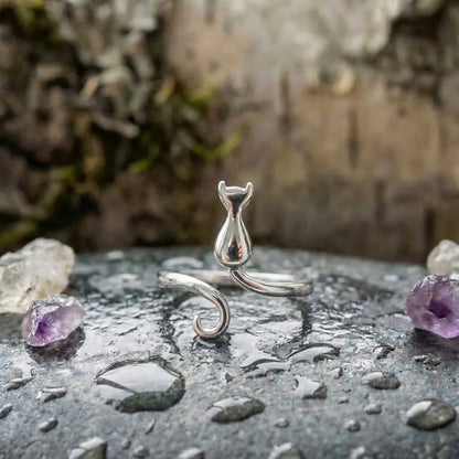 Sterling Silver Adjustable Kitten Ring