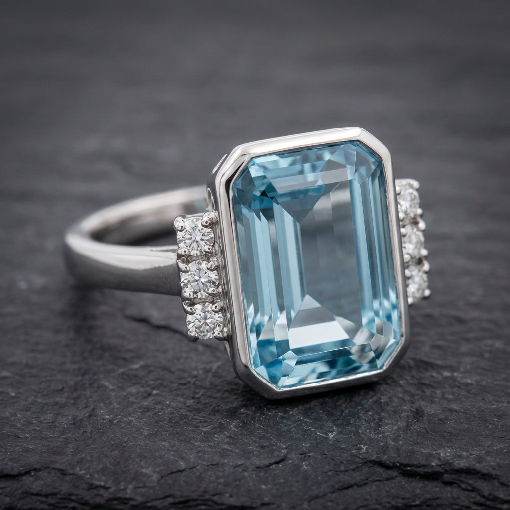 Vintage Blue Cubic Zirconia Silver Ring