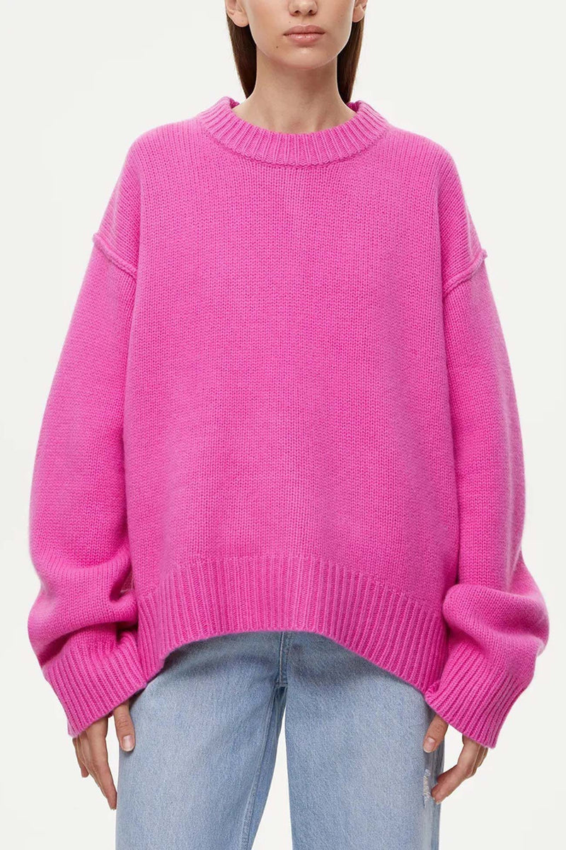 Round Neck Color Pullover Sweater