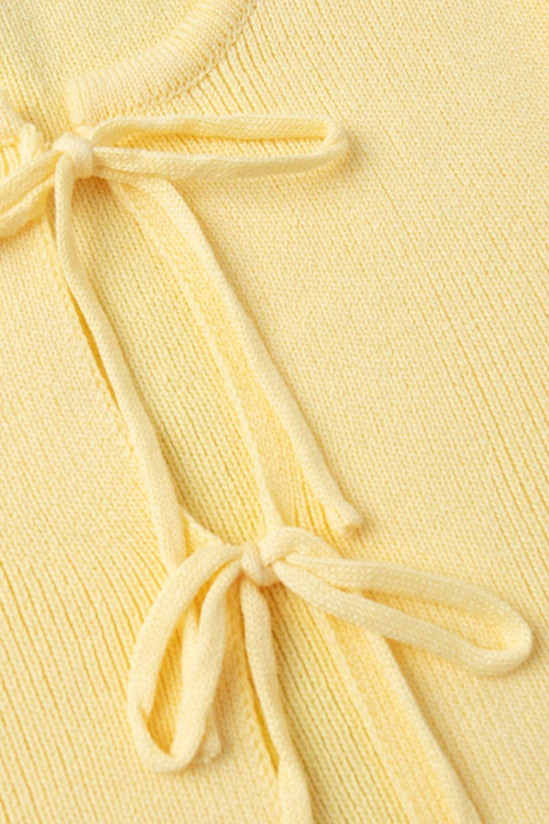 Tie-up Flare Sleeve Cardigan Knitted Skirt Set