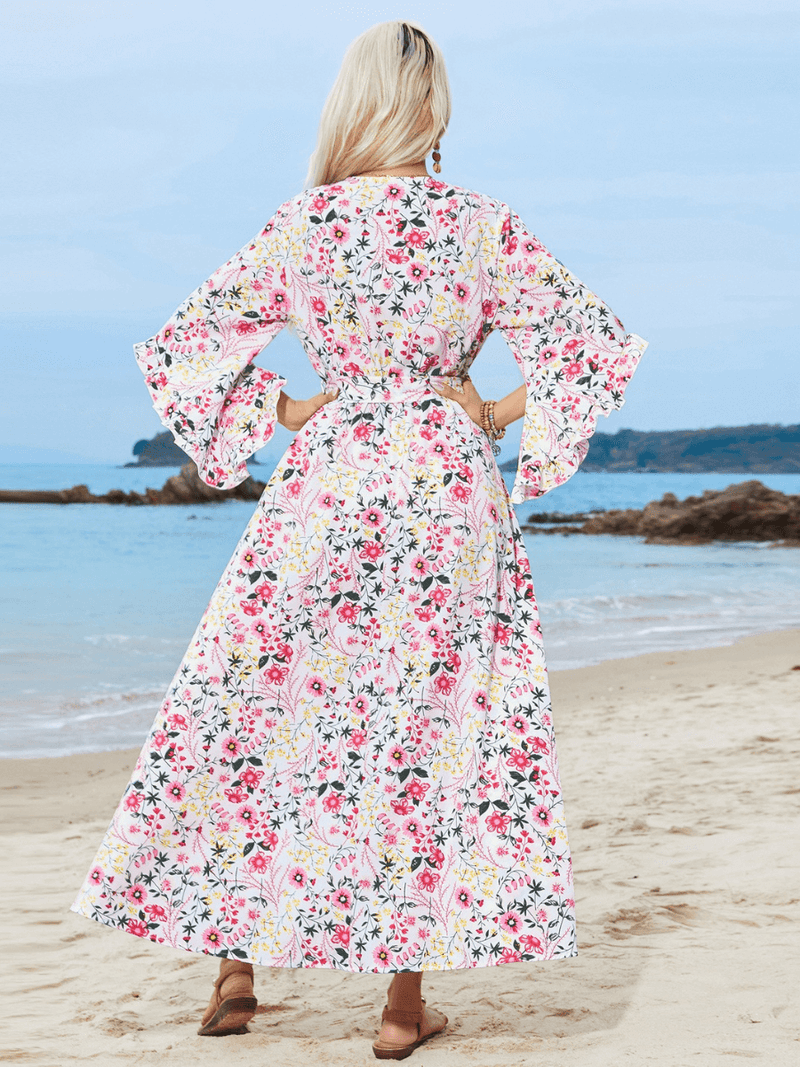 Garden Gala Ruffle Sleeve Maxi Dress