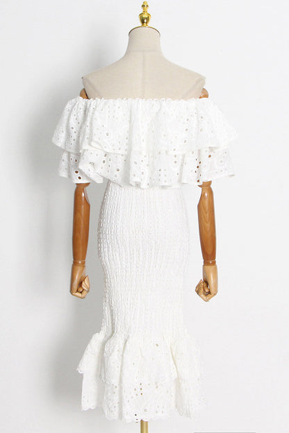 Dolly Embroidered Lace Tiered Ruffle Maxi Dress Set