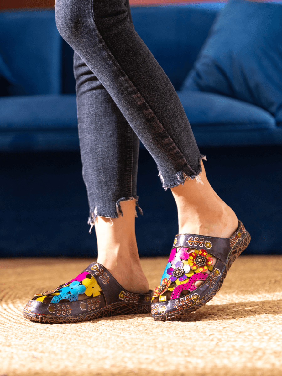 Soffia | Brickell Tropical Cut-out Leather Sandal