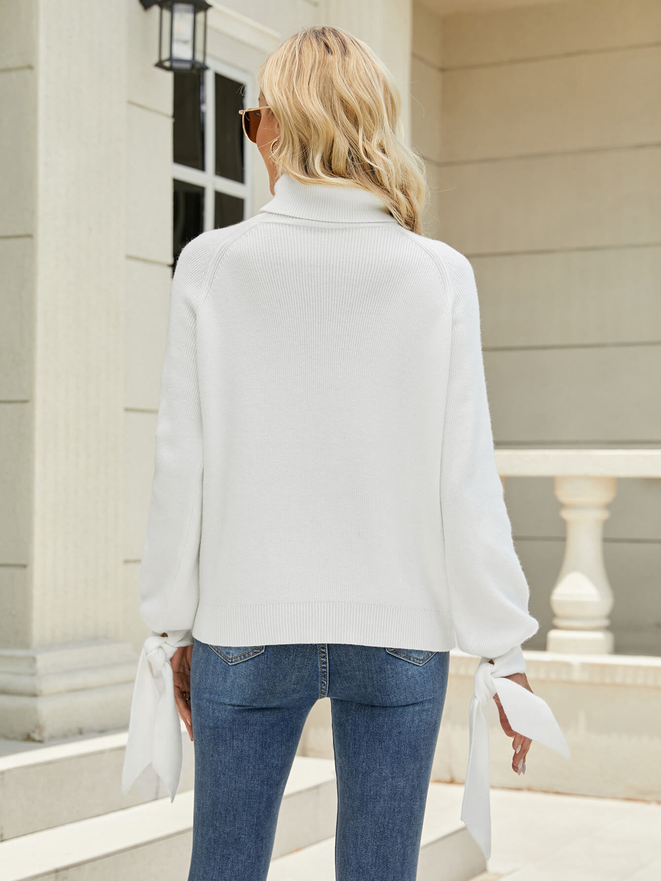 Zeruah Turtle Neck Knit Sweater - White