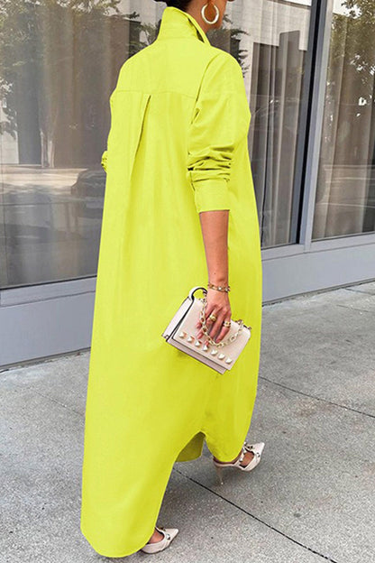 Color Single-breasted Long Blouse