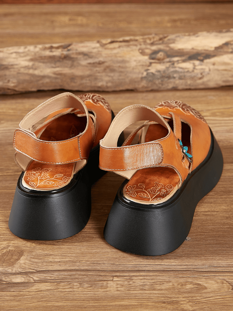 Soffia | Yellow Cut-put Strap Leather Sandal