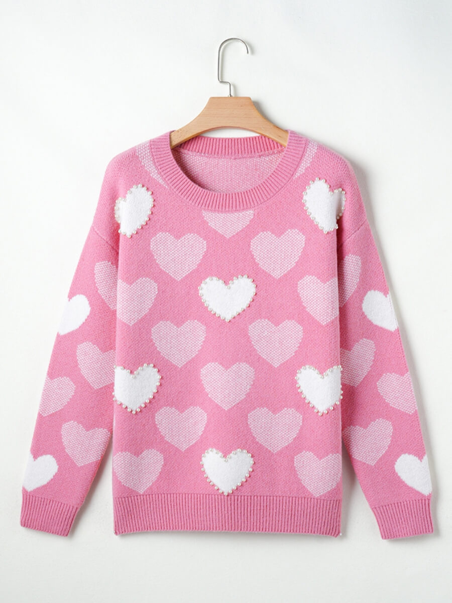Love Letter Oversized Heart Pearl Sweater