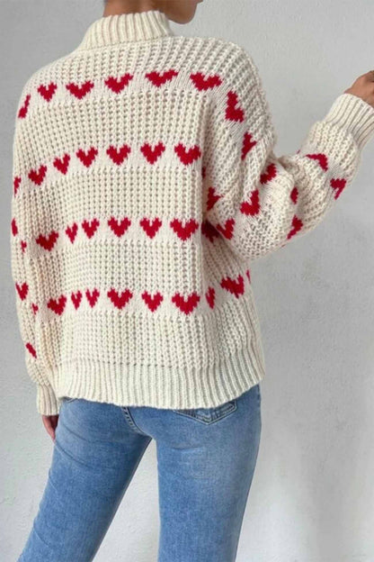 Heart Jacquard Knitted Sweater