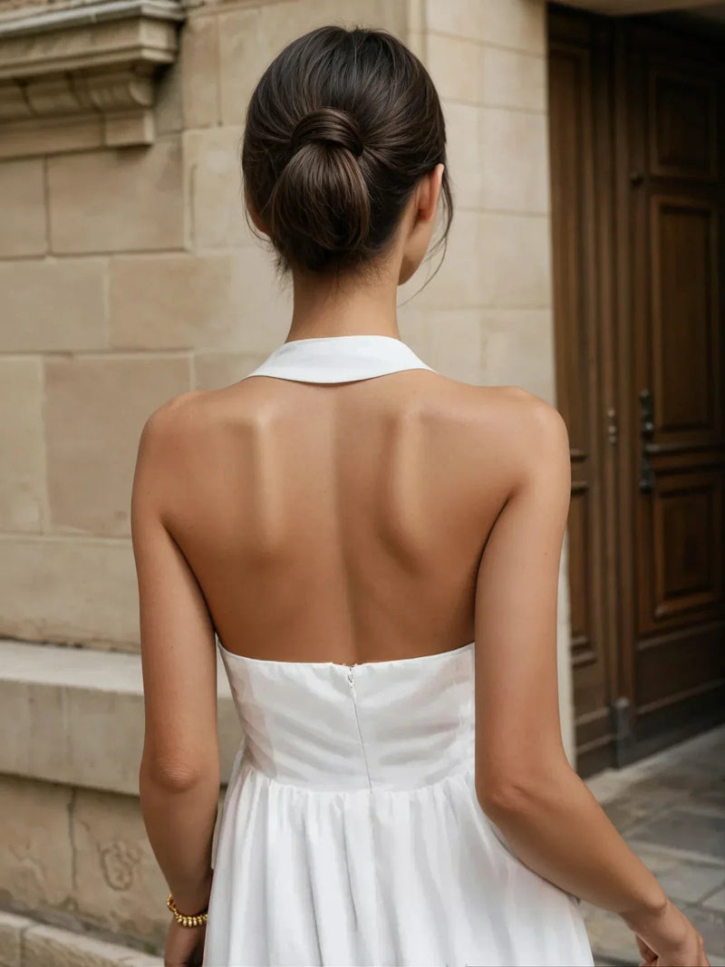 Simple and Cotton & Linen Halter a Line Long Dress
