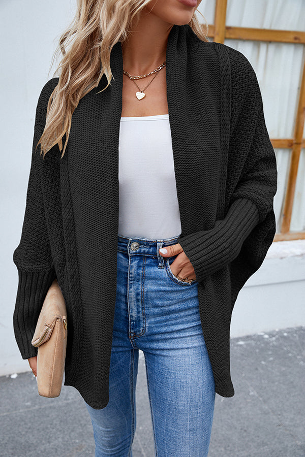 Color Dolman Sleeve Knitted Cardigan