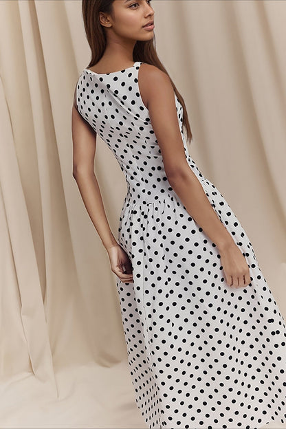Polka Dot Sleeveless Maxi Dress