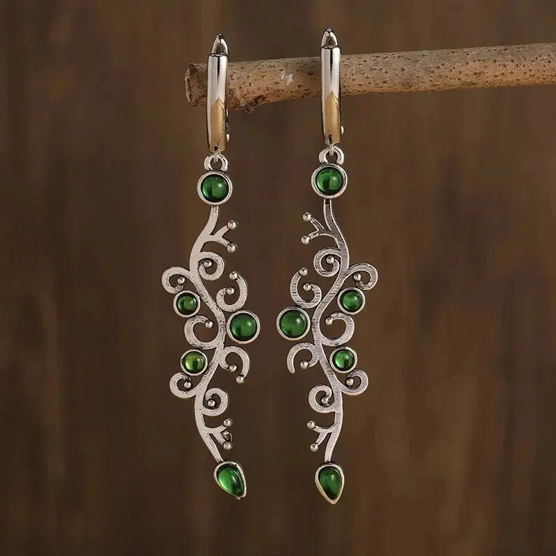 Vintage Green Stone Earrings