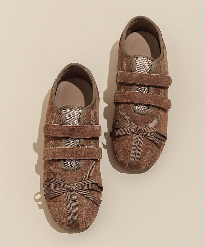 Green Suede Buckle Strap Splicing Flat Shoes for