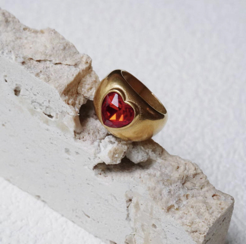 Statement Ruby Heart Ring