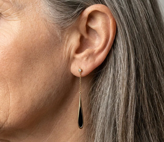 Black Drop Tassel Long Earrings