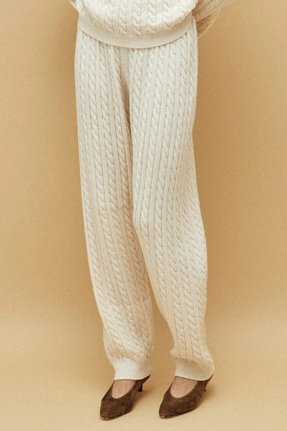 Cable Knit Cozy Cuffed Ankle Pants