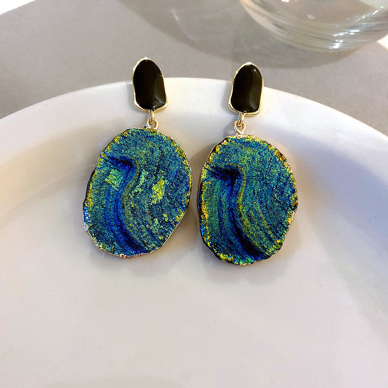Iridescent Blue Drop Earrings