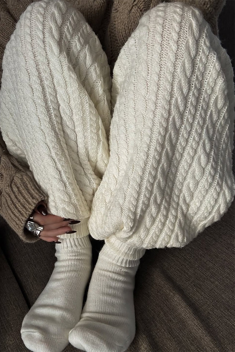Cable Knit Cozy Cuffed Ankle Pants