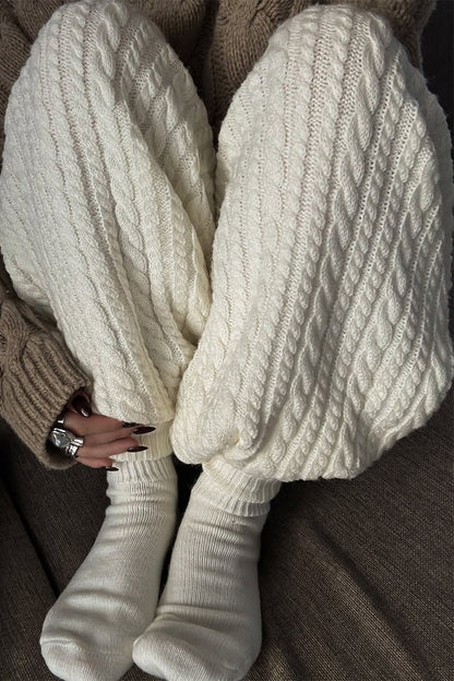 Cable Knit Cozy Cuffed Ankle Pants