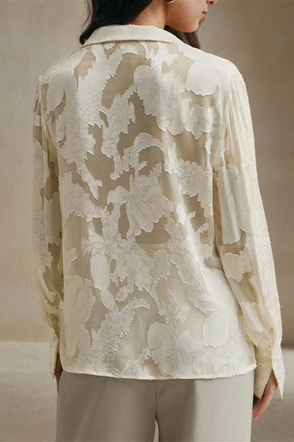 Embroidered Turtleneck Spring-summer Blouse