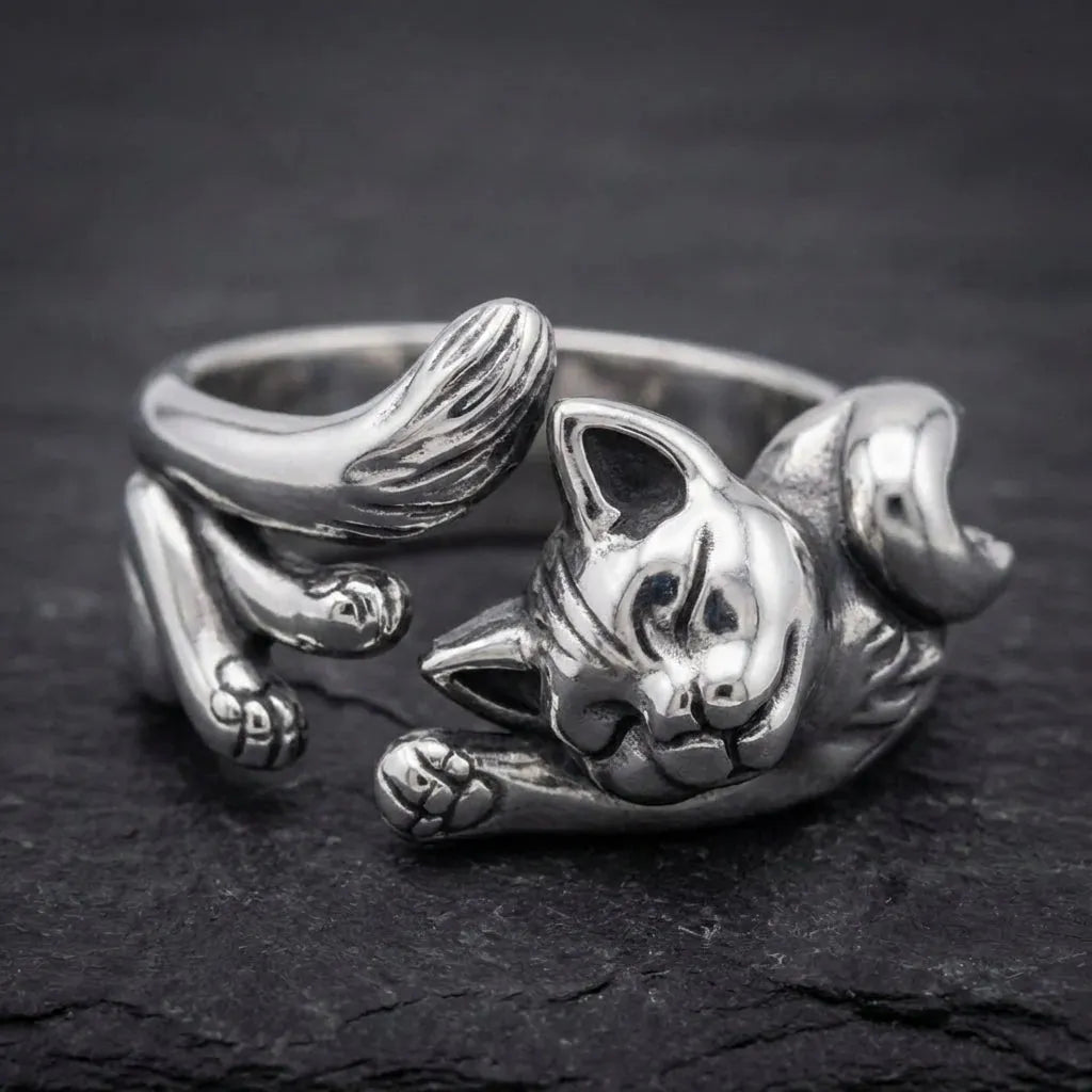 Vintage Silver Cat Ring