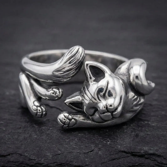 Vintage Silver Cat Ring