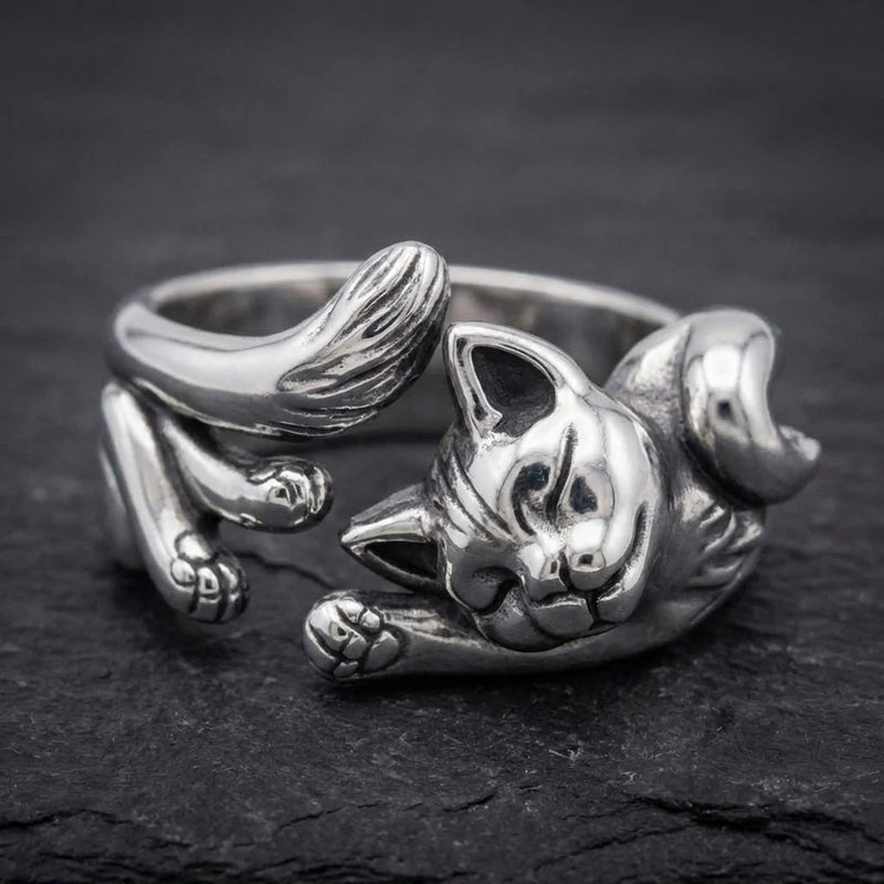 Vintage Silver Cat Ring