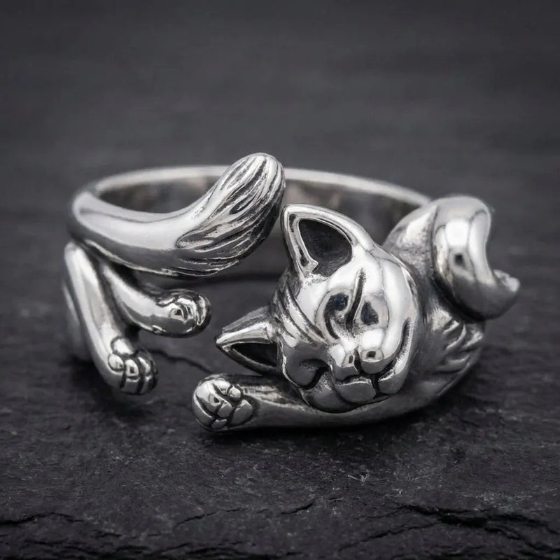 Vintage Silver Cat Ring