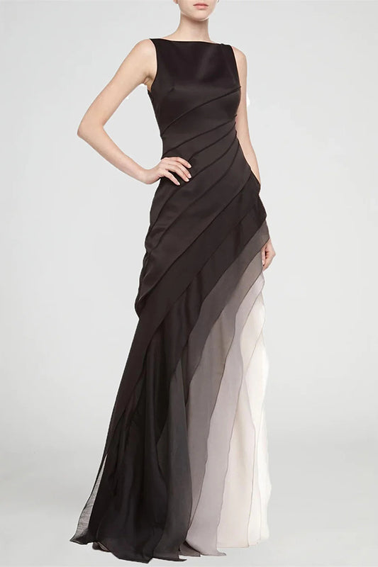 And Mysterious Tulle Gradient Cascading Design Gown Maxi Dress