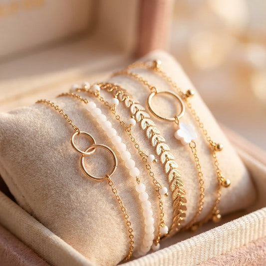 Pack Of Boho Bracelets In Gold