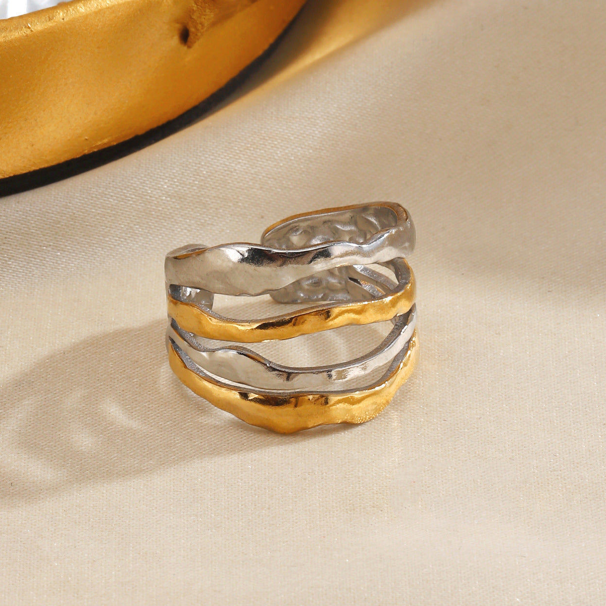 Hammered Mixed Metal Ring