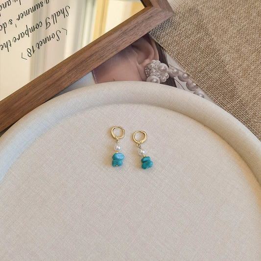 Elegant Pearl Turquoise Earrings