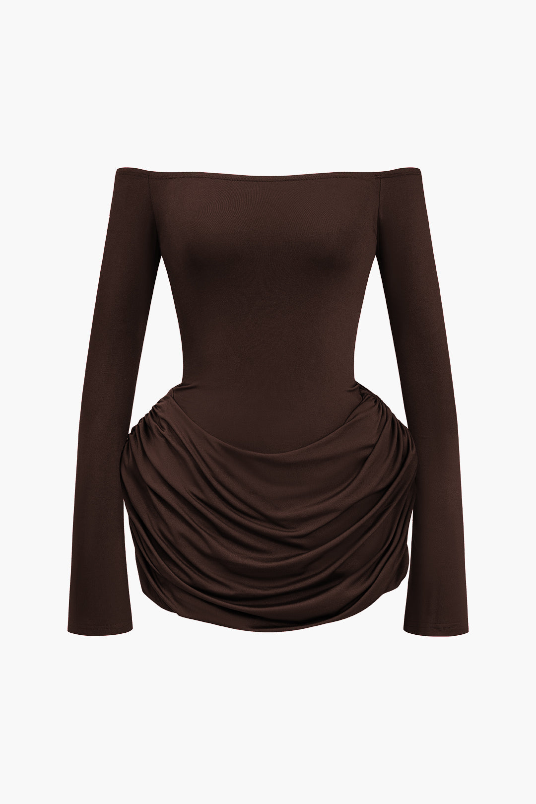 Color Y2k Ruched Off Shoulder Mini Dress