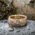 A Vintage Rose Gold Flower Engraved Ring