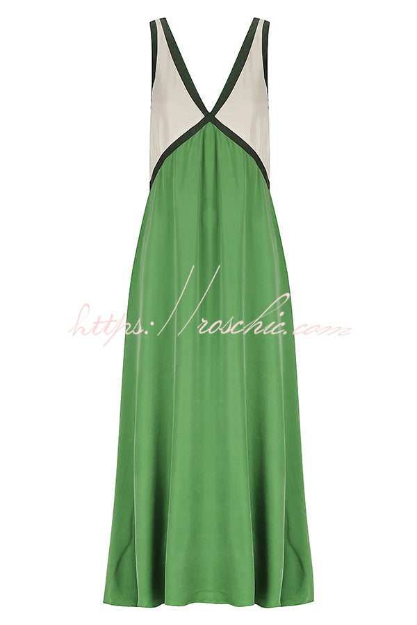 Perfect for Summer Weddings Satin Contrast Colour Relaxed Maxi Dress
