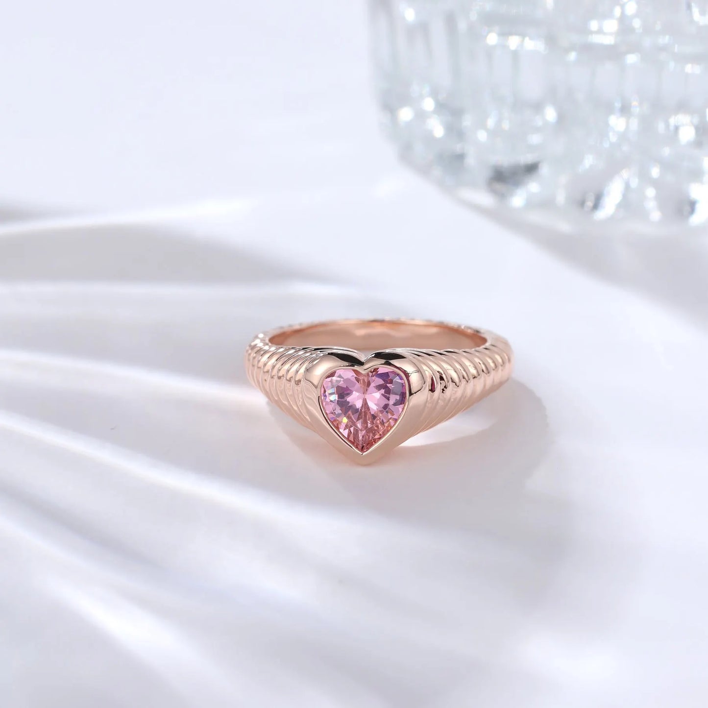 Romantic Pink Heart Ring