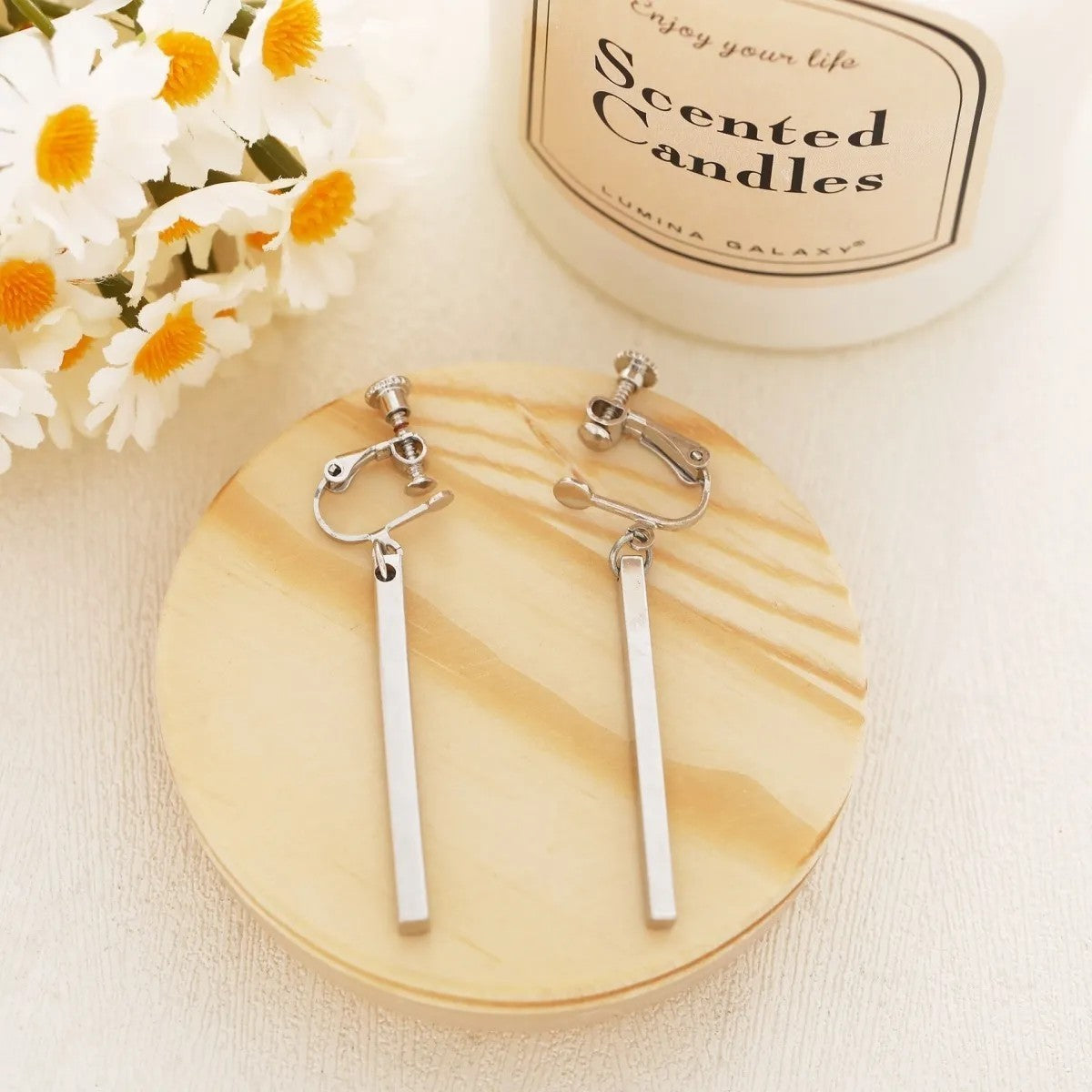 Minimalist White Bar Earrings