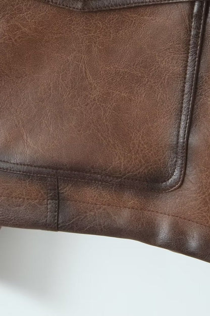 Brown Faux Leather Coat