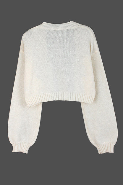 Fashionable Cookie Man Pattern Short Knitted Cardigan