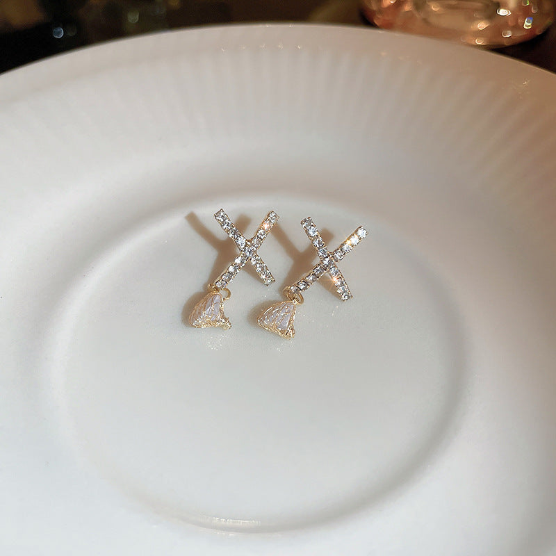 Elegant Cross Drop Earrings